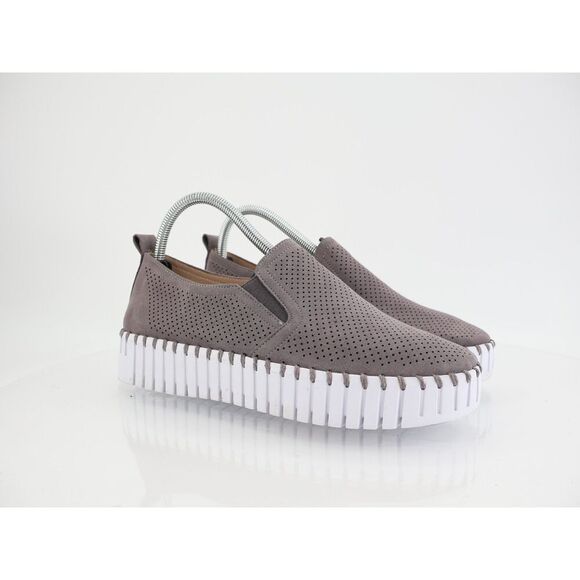 Ilse Jacobsen Tulip Platform Flat Sz 40 10 Slip On Gray perforated Shoes - Picture 1 of 11